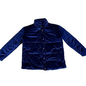 IMAN Women's Navy Velvet Puffer Coat